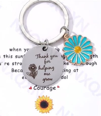 Sleutelhanger juf of meester | thank you for helping me grow | juffendag | afscheid, verjaardag