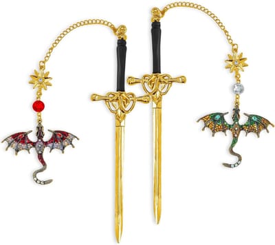 Vintage metalen zwaard boekenlegger met tassel - 2 stuks, perfect cadeau voor boekenliefhebbers, studenten en docenten, gothic design