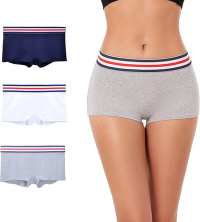 Comfortabele en Ademende Dames Boxershorts van Katoen - 3-Pack in Navy, Wit en Grijs, Maat L, Perfect voor Dagelijks Gebruik en Sport