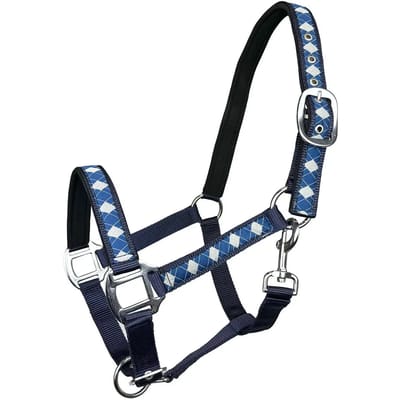 Merkloos Halster Paard Maat Vol Beige-Marineblauw