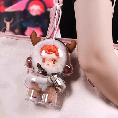 Coque de Protection Transparente pour Skull Panda Hiver Mouvement SP Poupée Boîte Organisateur de Câbles Portable Rangement No Doll black