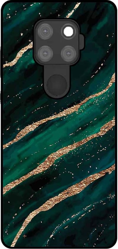 Smartphonica Telefoonhoesje Geschikt voor Huawei Mate 30 Lite met marmer opdruk - TPU backcover case marble design - Groen Goud geschikt voor Huawei Mate 30 Lite