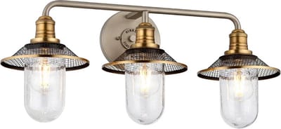Hinkley LED Badkamerarmatuur Rigby | 3X E27 Max 40W | IP44 | Antique Nickel & Heritage Brass