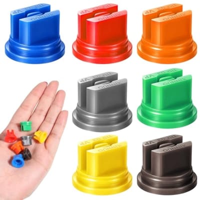 7 Sproeikoppen Set - 110 Graden Platte Straal - Sproeimondstukken voor Tuinsproeier - Kunststof Sproeiers voor Sproeiapparaat - 0,1 tot 0,6 mm