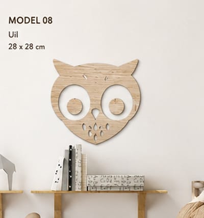 Houten Uil Wanddecoratie Kinderkamer | Bosdieren Decoratie | Scandinavische Muurdecoratie | Natuurlijk Berkenmultiplex | Babykamer | Exclusief Ophangsysteem