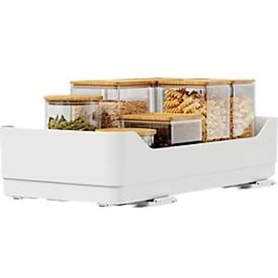 tesa® uitschuifbaar telescopisch rek voor keukenkastjes, wit, Powerstrips® montage, L 290 x B 490 x H 120 mm, tot 10 kg