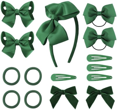 Dailygoods- Haaraccessoires Set 15 Stuks - Strik Haarclips - Hoofdband - Lint Haarspeldjes - Paardenstaart Houder - Geschikt voor Alle Haartypes - Haarband