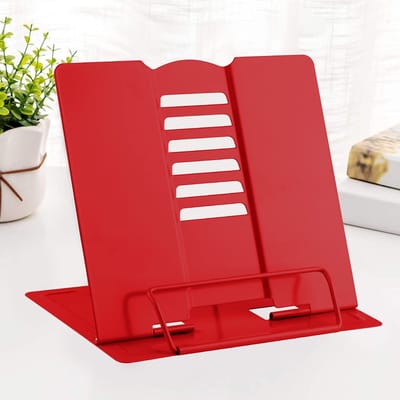 Zeynomax - Boeksteunen - Kookboekhouder - Verstelbaar en opvouwbaar - Rood - Multifunctioneel - Antislip boekenstandaard voor kinderen en volwassenen