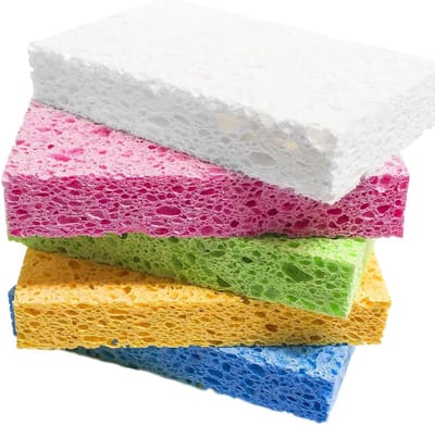 5 stuks schoonmaakspons, opzwellende spons, keukenreinigingsspons, gecomprimeerde cellulosespons, cellulosespons, universele spons, serviesspons voor huishouden, keuken, badkamer, auto's, glas
