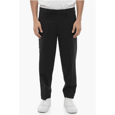Effen kleur slim fit chino broek met verstelbare enkel in zwart
