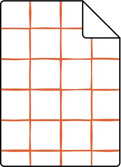 Proefstaal ESTAhome behang geblokt motief oranje en wit - 26.5 x 21 cm - 131275-S