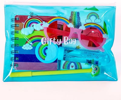 Regenboog Feesttassen - Goody Bags Cadeautasjes - Kinderfeestjes Organiseren - Voorgevuld met 7 Speeltjes - 10 stuks - Multicolor