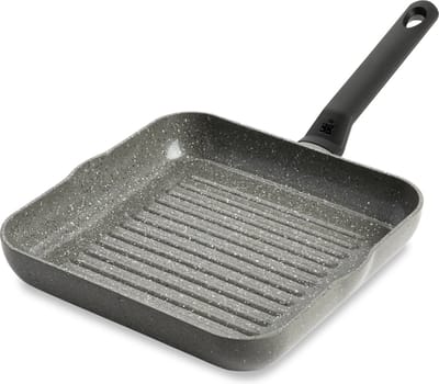 BK Granite Ceramic keramische grillpan 26x26 cm – inductie grillpan – zonder deksel – ovenbestendig tot 160°C – koudgreep – PFAS‑vrij – Grijs