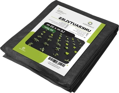 Onkruidvlies Tuinvlies 50 g/m² Voor Bodembedekking En Onkruidcontrole In De Tuin Geschikt Voor Bedden Paden En Ondergrond Waterdoorlatend Scheurvast GD-0176 (1,6 m x 20 m, Zwart)