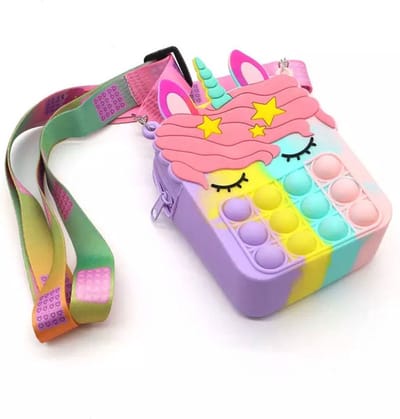 Akyol - Pop it tas - Fidget toys - fidget unicorn schoudertas - unicorn tas-pop it unicorn tasje - schoudertasje pop it - Rainbow unicorn pop it bag - Kerst cadeau tas - fidget popit unicorn tas - Cadeautip - Sling tasje - Pop it fidget toy