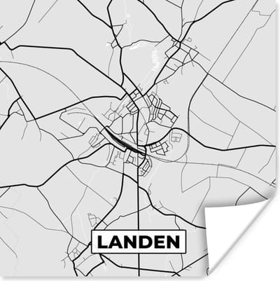 Poster Stadskaart – Zwart Wit - Kaart – Landen – België – Plattegrond - 100x100 cm XXL