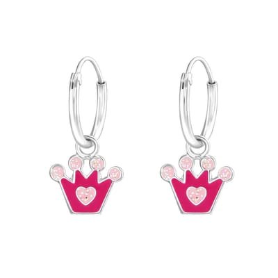 WeLoveSilver - zilveren kinderoorringen - kroon hanger - nikkelvrij