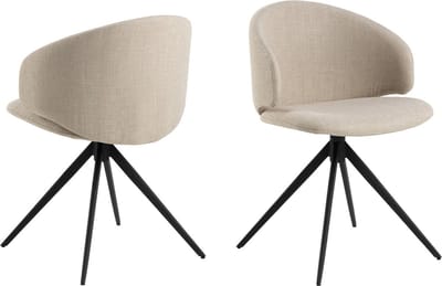 Eetkamerstoel Beige Stof - Draaibaar - Zithoogte 44cm - Valerie - Giga Living