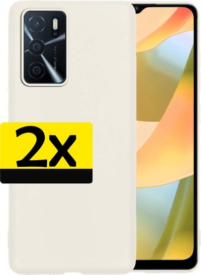 Hoesje - 2 Stuks - Geschikt voor OPPO A16s - Sterk & Shockproof - Case Siliconen - Back Cover - Telefoon Hoes - Telefoonhoesjes - Wit