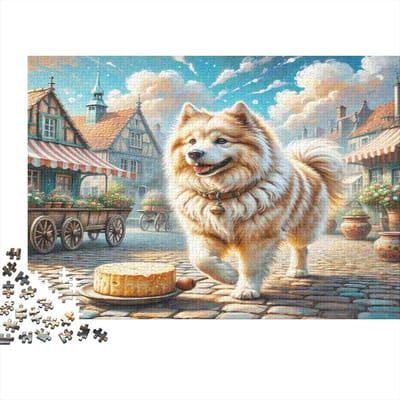 Hondenpuzzel 1000 stukjes - Dorpscène puzzel - Ontspanning en training - Dik gerecycled papier - 70 x 50 cm - Kleurrijk
