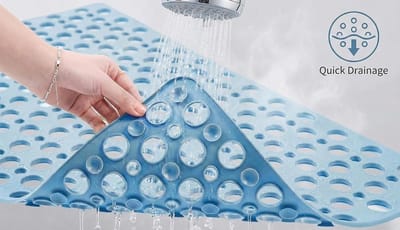 Tolvia - Antislip Badmat voor Bad en Douche - Lichtblauw - 76 × 43 cm - Machinewasbaar - Extra Zacht TPE