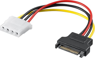 Goobay pc-stroomkabel/stroomadapter, 0,17 m, SATA-poort naar 5.25-poort, SATA-standaardstekker naar HDD/5,25 inch-bus (4-pins)