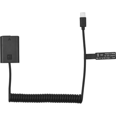 Andoer NP-FW50 Dummy-batterij USB-C-koppeladapter met USB Type-C-veervoedingskabel Vervanging zwart