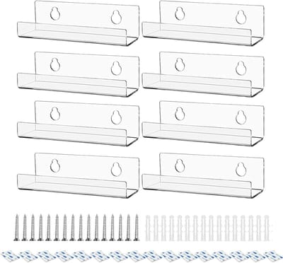 LP Houder - Vinyl Wandhouder - 8 Stuks Doorzichtige Platensteun - 4 inch Vinyl Rek voor Opberging en Display - Geschikt voor Thuisdecoratie en Muziekliefhebbers - Transparant