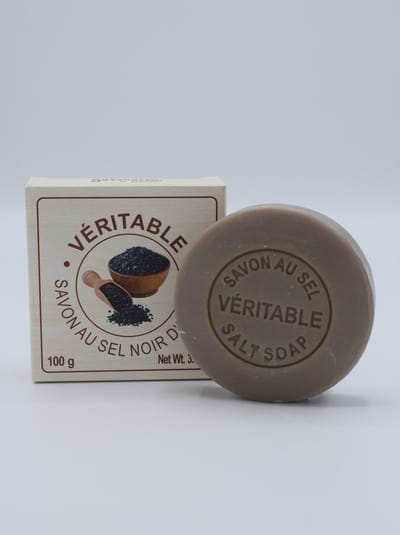 Ronde zeep in doos met zwart zout La Savonnerie de Nyons - sel noir d'hawaii