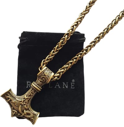 Stoere Heren Ketting-Sterk Edelstaal - Thor Hamer Scandinavisch – Voor Een Echte Man – Oud Brons– 70 cm