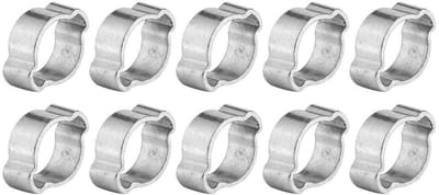 Dailygoods- Slangklemmen Set van 10 - Roestvrij Staal - Verzinkt - Twee-Oor - 5-23mm - Geschikt voor Brandstofslangen - Slangklem
