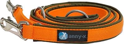 AnnyX Hondenriem - Verstelbaar - Olijfgroen Oranje - Lengte 3m