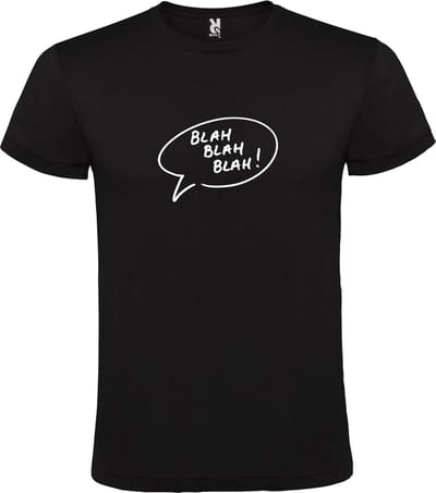 Zwart T-shirt ‘Blah Blah Blah!’ Wit Maat XS