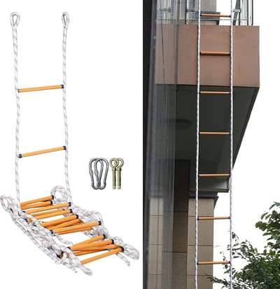 Touwladder Nooduitgang - Vluchtladder Hulp - Veilig Ontsnappen - Vlambestendig Hars - 20 Meter Lengte - Geel
