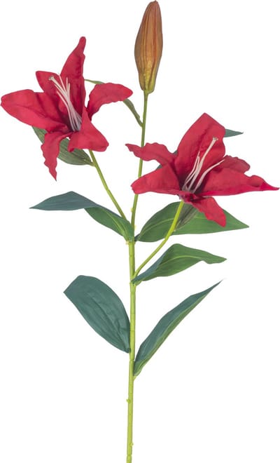 Easyplants | Kunstbloem Lelie Real Touch rood 95 cm | Zijde | Nepbloemen | rood | Onderhoudsvrij | Kant-en-klaar