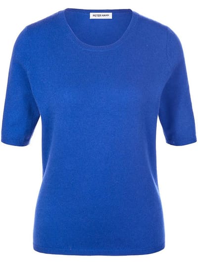 Trui ronde hals scheerwol en kasjmier Van Peter Hahn blauw