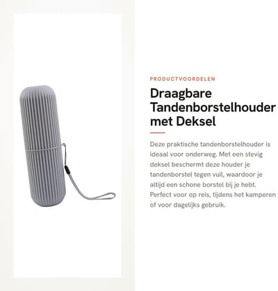 Dailygoods- Tandenborstelhouder Draagbaar - Tandenborstelbeker - Tandenborstelkoffer - Herbruikbaar - Plastic - Deksel