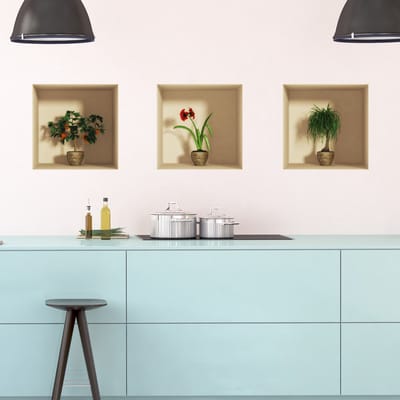 3D-sticker met mandarijnboom, bloem en plant, 30 x 90 cm