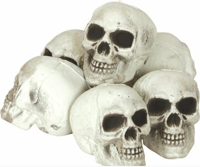 Fiestas Guirca Decoratie skelet schedels/doodskop set - 6x stuks - 8 cm - Horror/Halloween kerkhof