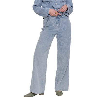 Geisha Jeans Jeans Met Bloemen 61005 10 Bleached Denim Dames Maat - M