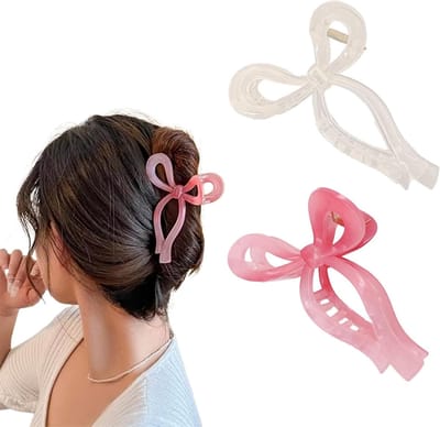 Haarspeldjes met Strik, Klemmen voor Dik Haar, 2 Stuks, Multicolor, Geschikt voor Kinderen en Volwassenen, Trendy Haaraccessoires