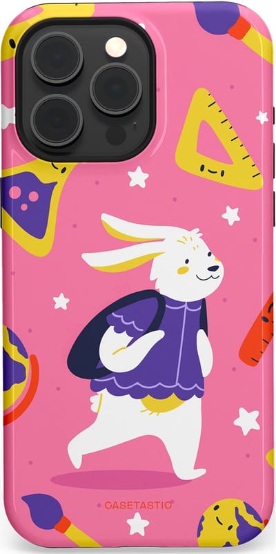 Casetastic hoesje geschikt voor Apple iPhone 15 Pro Max - MagSafe - Dubbellaagse bescherming - Slimme konijnensprongen - Fashion Case - Koraal Geel Roze