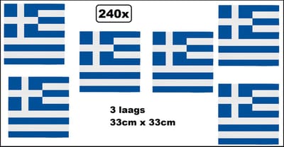 240x Servetten Griekenland 33cm x 33cm - 3 laags - Greece Servet diner eten knoeien restaurant BBQ thema feest verjaardag feest