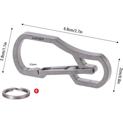 Mousqueton à Clé Libération Rapide Petit Mousqueton d'Escalade Extérieur Clip pour Clés Alliage de Titane TC4 Charge Bea 10KG Épaisseur 5mm Mousqueton à Clé gray