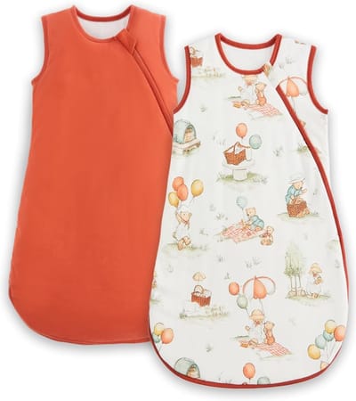 Baby Slaapzak 1 1.5 TOG Katoenen Slaapzak 2-Pack, Unisex Draagbare Dekens voor Pasgeborenen en Baby's 0-24 Maanden