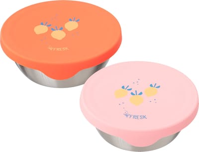 Fresk Snackbox voor Kinderen - 2 stuks - RVS Snackdoos - Vaatwasserbestendige Bewaarbakjes - Fruitbakje School - Vershoudbakjes - Fruitbox - Roze - Summer Fruit