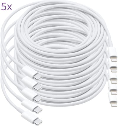 Viewr - USB-A naar iPhone Lightning kabel - 5 Stuks - 1 Meter - Oplader Kabel - Snel Lader