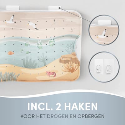 Famanu - 100% BPA-vrij – Antislip mat voor bad, schimmelbestendige badmat – Inclusief 2 ophanghaken, ideaal voor gevoelige kinderhuid, wasbaar in de wasmachine