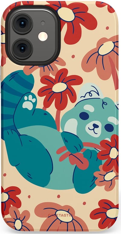 Casetastic Hoesje Geschikt voor Apple iPhone 12 Mini - Stijlvolle Beschermende Duo-layer Case - Rode panda knuffels