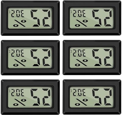 Digitale Mini Thermometer en Hygrometer met LCD Scherm voor Koelkast en Aquarium, 6 Stuks, Temperatuur- en Vochtigheidsmeting van -50°C tot +70°C